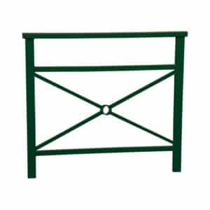 Illustration d'une barrière de ville en acier vert 6005 avec une croix de saint andré 100cm