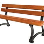 Photo d'un banc de jardin en bois 5 lames pieds en fonte noire