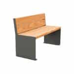 Illustration d'un petit banc public en bois et acier gris aspect moderne et chaleureux