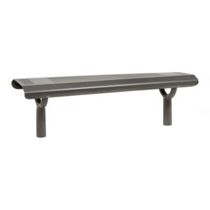 Illustration d'un banc public perforé acier gris sans dossier