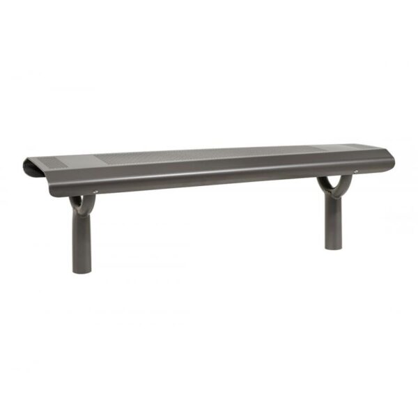 Illustration d'un banc public perforé acier gris sans dossier