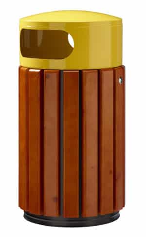 Illustration d'une corbeille extérieur zeno 40l en bois et acier jaune