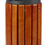 Illustration d'une corbeille extérieur zeno 40l en bois et acier noir