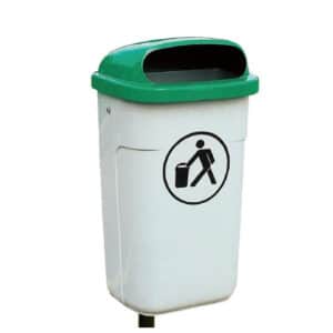Illustration d'une poubelle classic blanche avec un couvercle vert