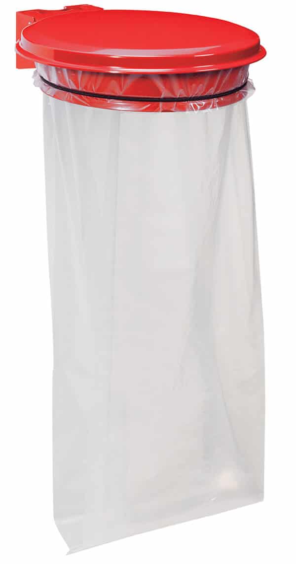 Illustration d'un support pour sac 110l avec couvercle rouge