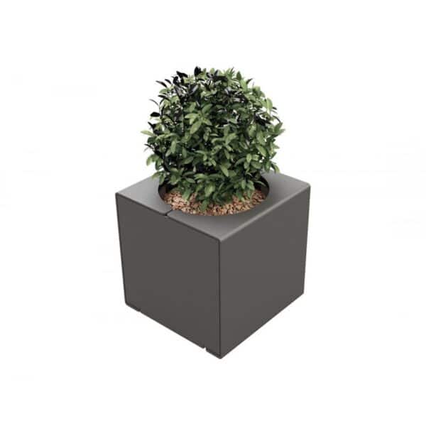 Illustration d'un bac à fleurs kub tout acier gris