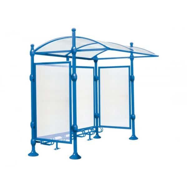 Illustration abri vélos province 6 places bleu avec un support vélos simple face