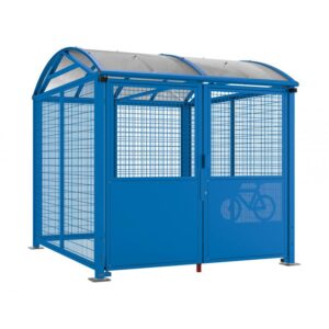 Illustration d'un abri vélos / motos sécurisé peint en bleu