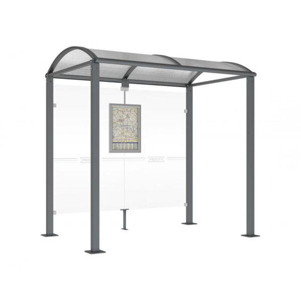 Illustration d'un abri bus classique sans vitrine 2000 court gris