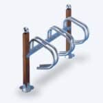 Illustration d'un support vélos bois et métal simple face 3 places