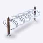 Illustration d'un support vélos bois et métal double face 12 places