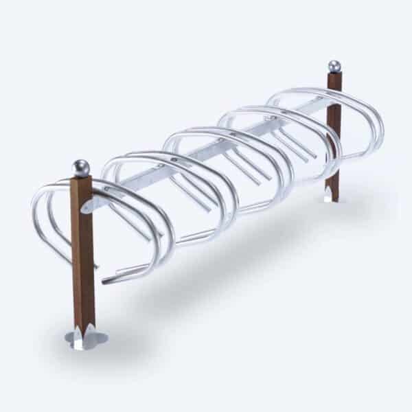 Illustration d'un support vélos bois et métal double face 12 places
