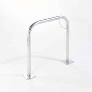 Illustration d'un arceau simple vélos gris avec platine