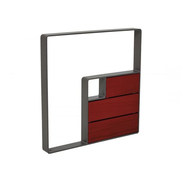 Illustration d'un appui vélos kub acier gris et bois rouge