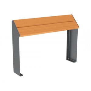 Illustration d'un assis-debout kub en acier gris et bois