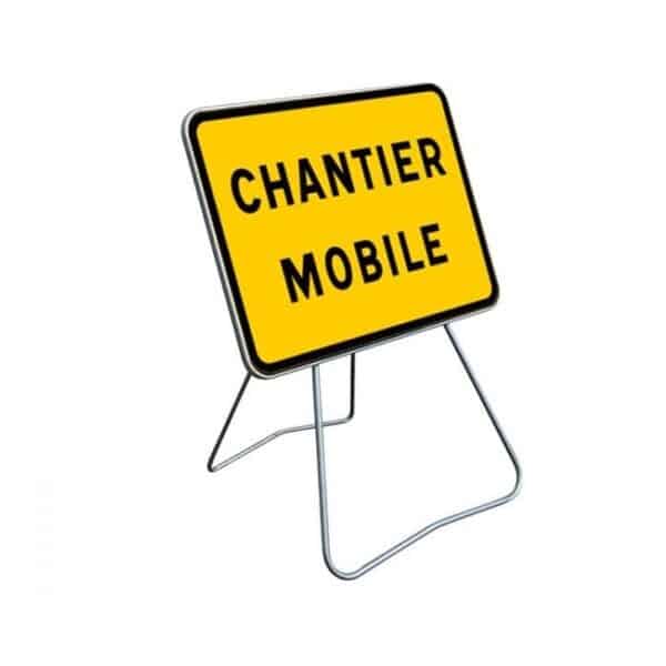 Illustration d'un panneau temporaire kc1 "CHANTIER MOBILE"