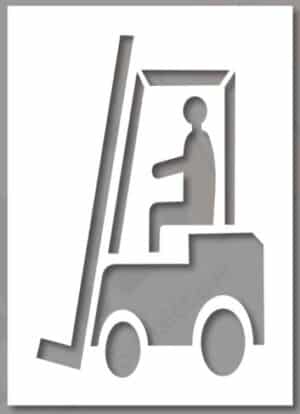 Illustration d'un pochoir bois ou alu - chariot élévateur, Bois