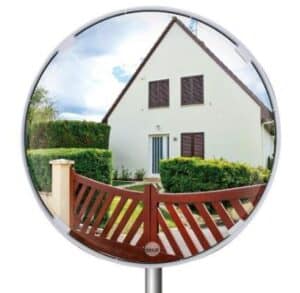 Illustration d'un miroir multi-usages rond avec un cadre blanc