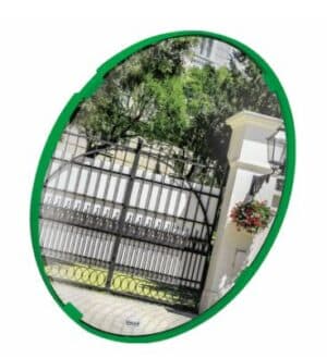 Illustration d'un miroir multi-usages rond avec un cadre coloré en vert 6005