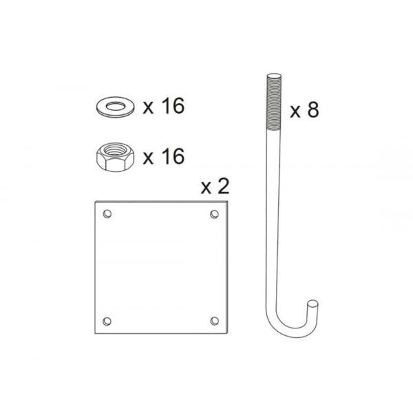 Illustration du contenu d'un kit pour portique universel fixe