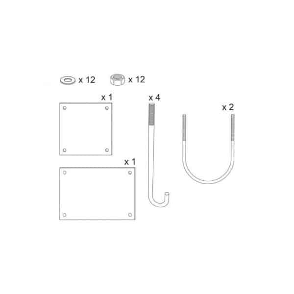 Illustration du contenu du kit de pose pour la barrière universelle tournante très grande longueur