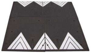 Illustration d'un coussin berlinois 4 éléments rectangulaire noir avec des flèches blanches