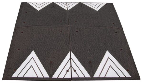 Illustration d'un coussin berlinois 4 éléments rectangulaire noir avec des flèches blanches