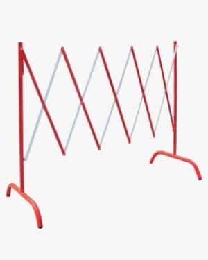 Illustration d'une barrière extensible dépliée rouge et blanche