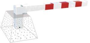 Illustration d'un potelet pompier rabattable rouge et blanc
