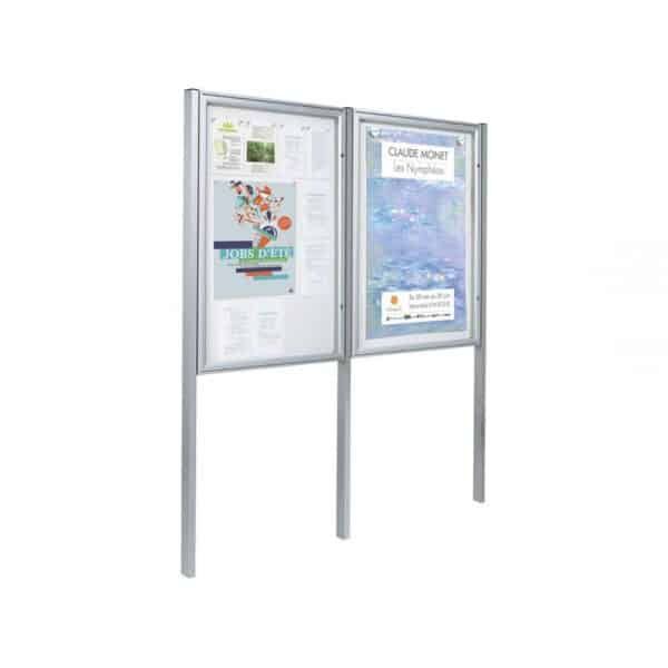 Illustration d'une double vitrine murale ép. 58mm sur pied