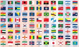 Illustration 88 pavillons et pays du monde pour mât
