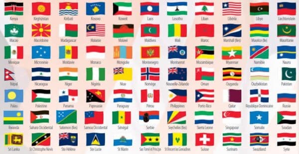 Illustration 77 pavillons pays du monde pour mât