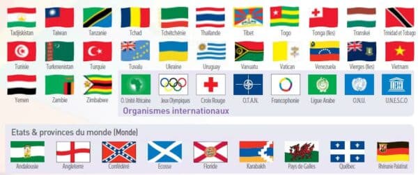 Illustration 44 pavillons pays du monde pour mât