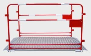 Passerelle de chantier rouge et blanche
