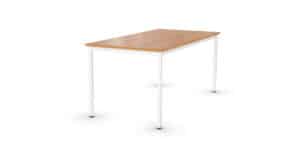 Photo d'une table de bureau en bois avec structure blanche