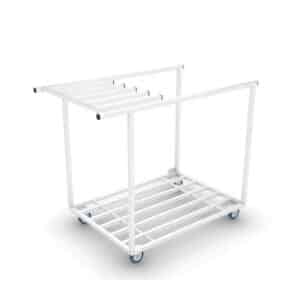Photo d'un chariot blanc pour table ronde pliante vide