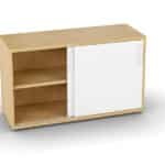 Photo d'une armoire de rangement bois 2 étagères avec portes coulissantes blanches