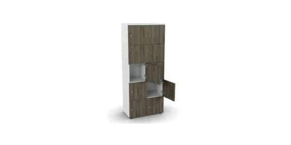 Photo d'une armoire à case mélaminé blanche 10 cases avec portes