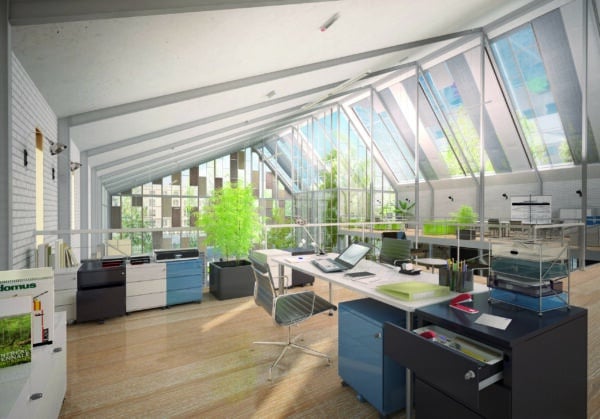Photo d'illustration de caissons professionnels hauteur de bureau de plusieurs couleurs dans un espace de travail professionnel