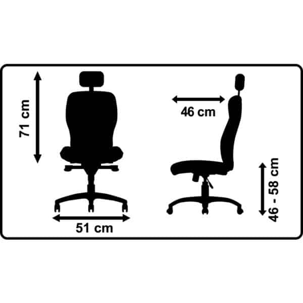 Illustration des dimensions d'un siège de direction ergohuman