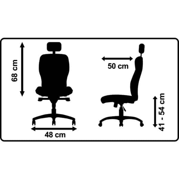 Illustration des dimensions d'un siège de manager moss assise et dossier en tissu