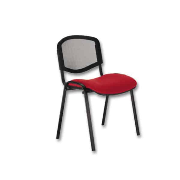 Photo d'une chaise visiteur dos résille noire assise en mousse rouge