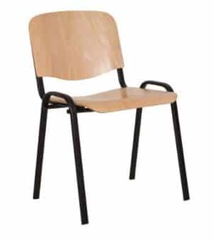 Photo d'une chaise visiteur en bois empilable au design sobre