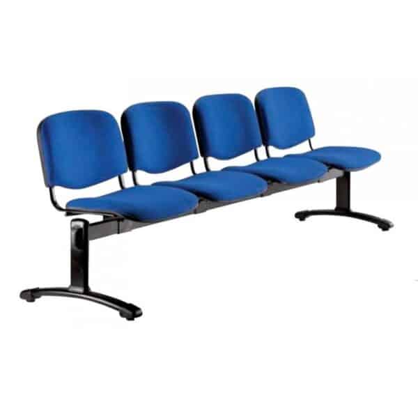 Photo d'une poutre en métallique finition époxy noir 4 assises en tissu bleu
