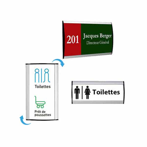 Photo de 3 exemples de plaques signalétique en alu éco
