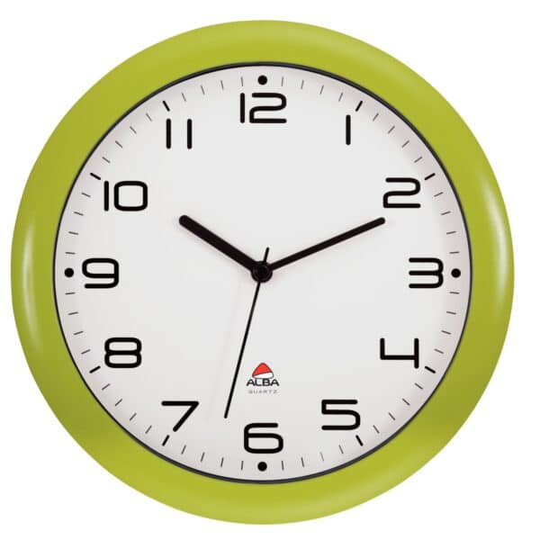 Photo d'une horloge silencieuse Ø300 ou 380 mm à bord vert
