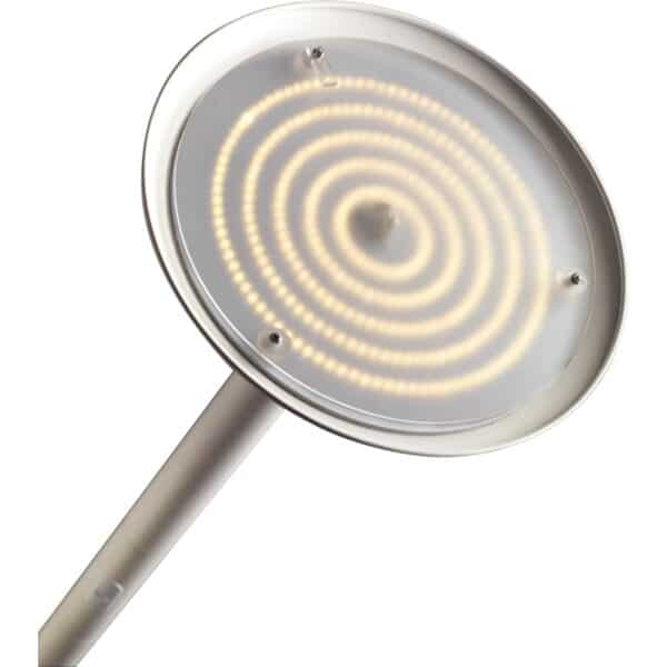 Photo d'une lampe de lampadaire led bois et blanc