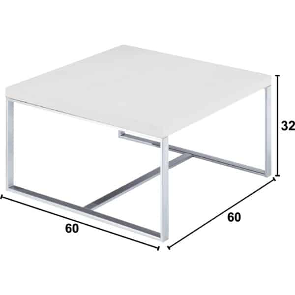 Illustration des mesures d'une table basse softline blanche