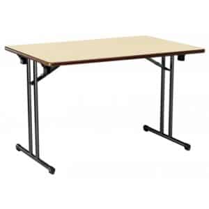 Illustration d'une table pliante et empilable mkla en bois