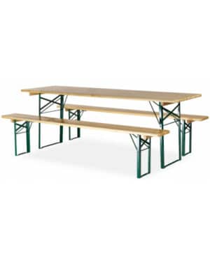 Illustration d'une table Lauren en bois avec deux bancs